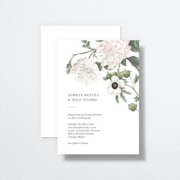 Vintage Peony Wedding Invitations Pure White Signature No