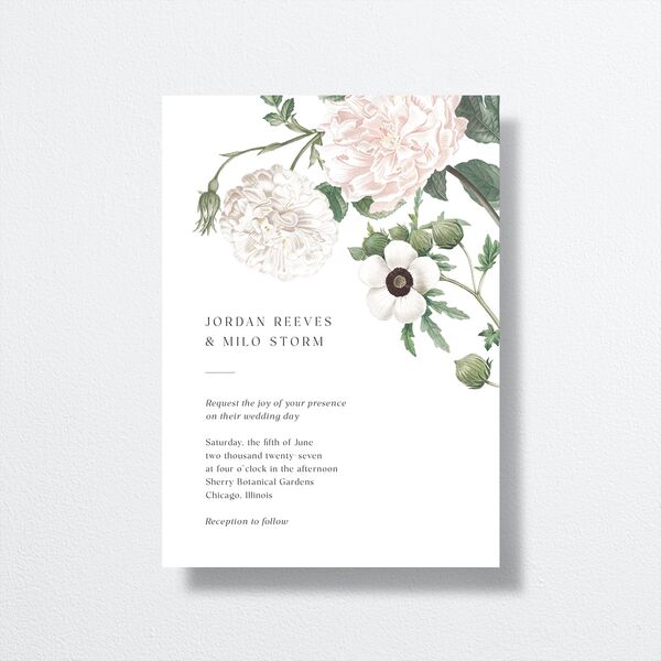 Vintage Peony Wedding Invitations Pure White Signature No