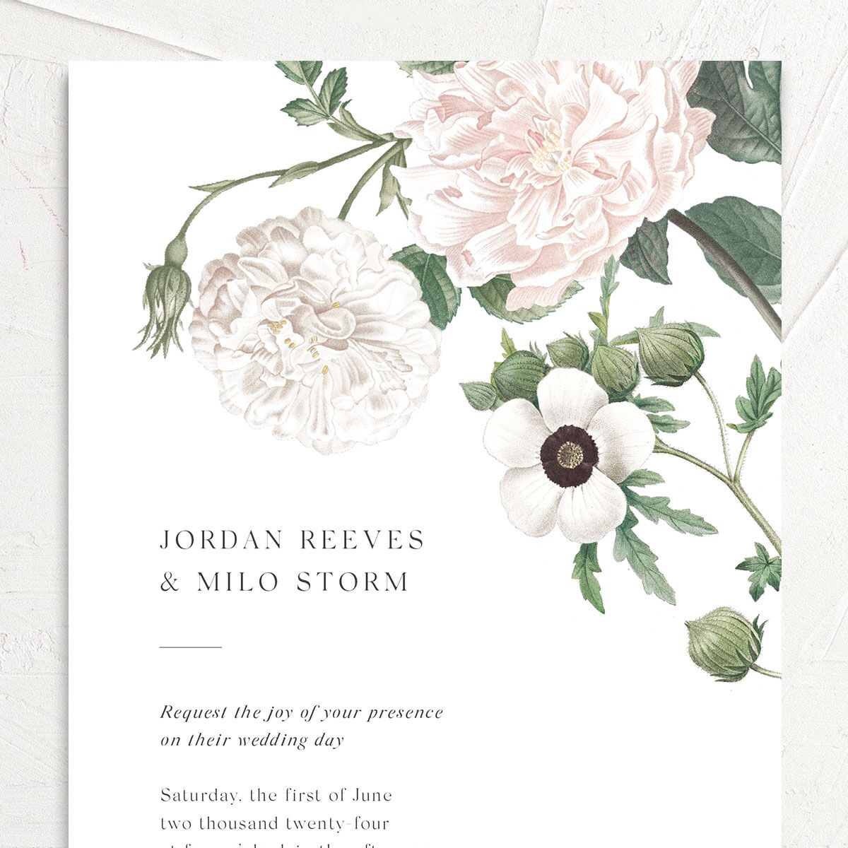 Classic Blossom Wedding Invitations Pure White Signature No