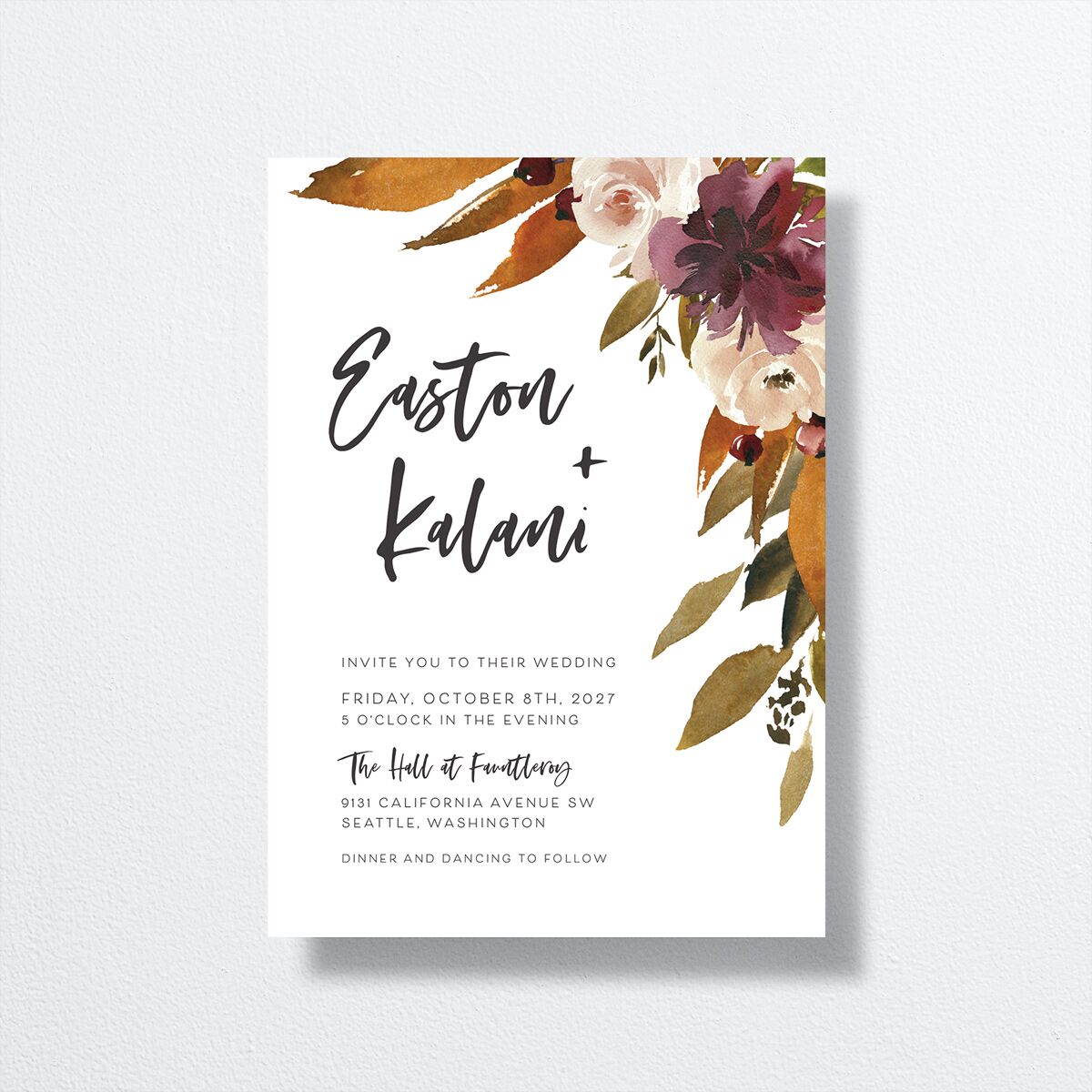 Fall Foliage Wedding Invitations Chestnut Signature No