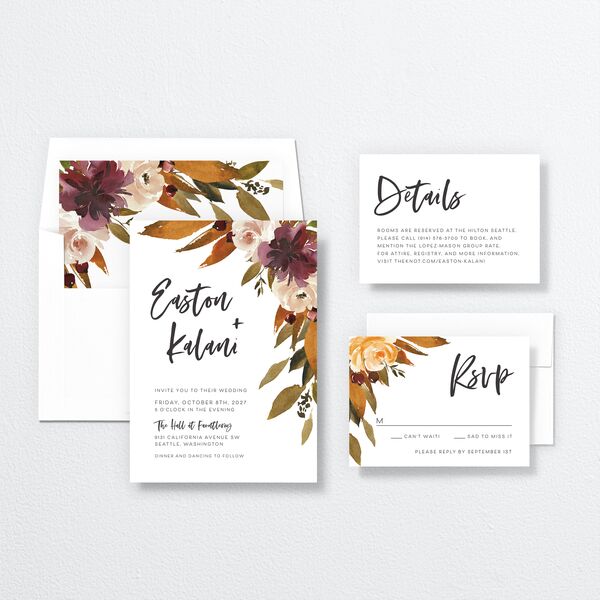 Fall Foliage Wedding Invitations Chestnut Signature No