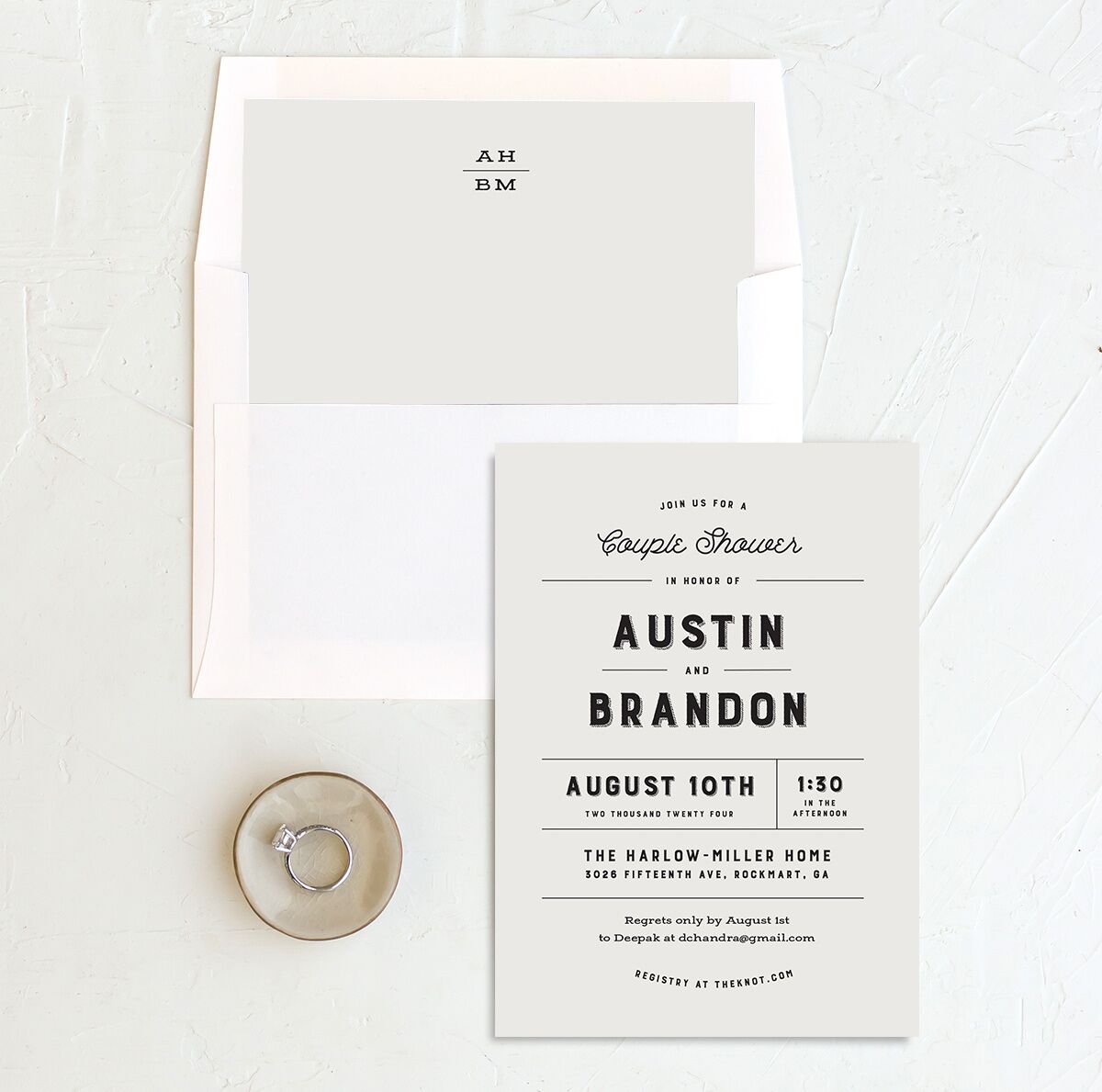 Rustic Typography Bridal Shower Invitations envelope-and-liner
