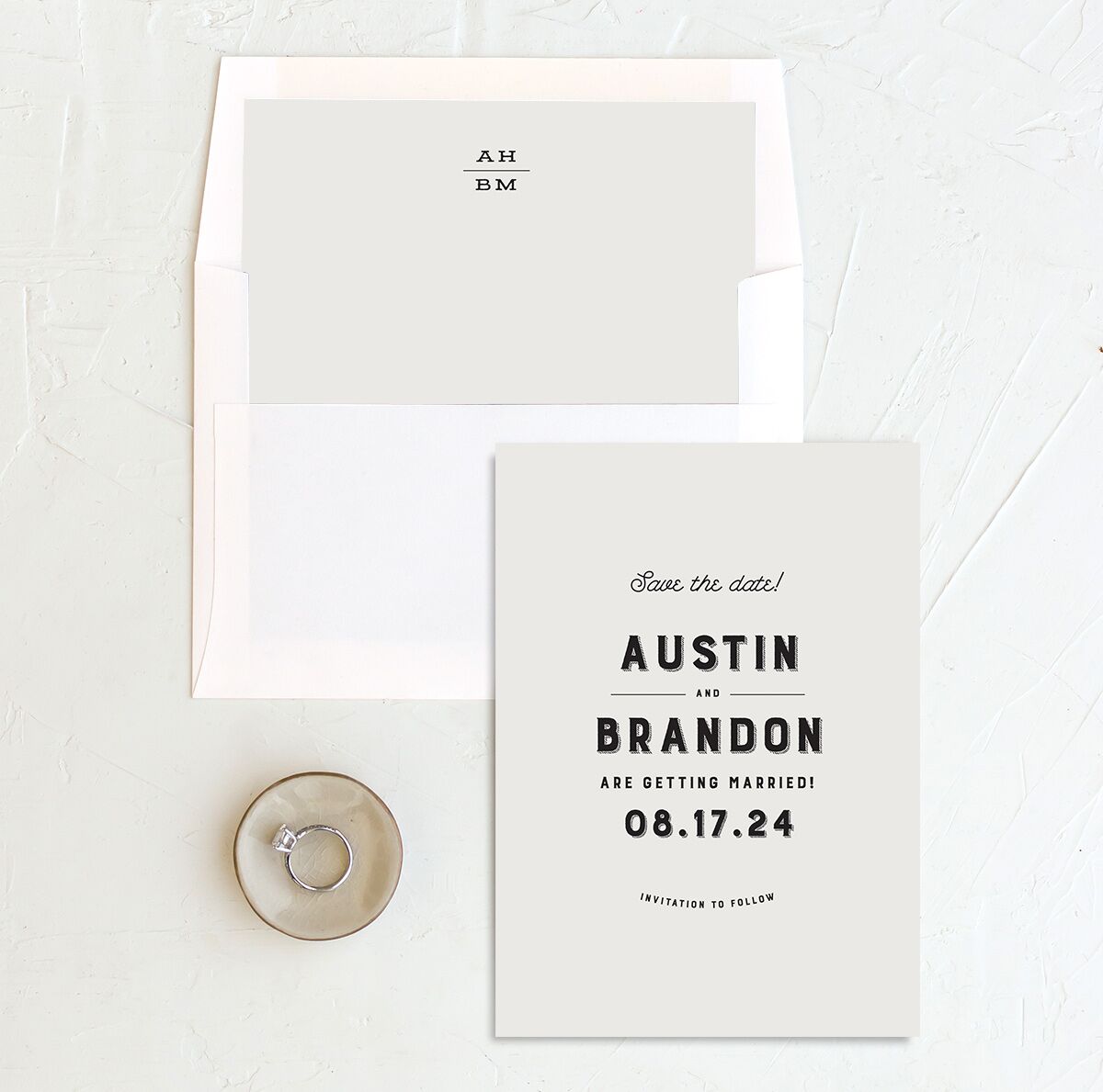 Rustic Typography Save The Date Cards Champagne Signature smooth No