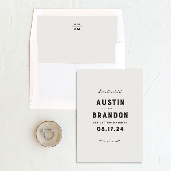 Rustic Typography Save The Date Cards Champagne Signature smooth No