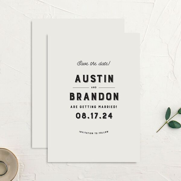 Rustic Typography Save The Date Cards Champagne Signature smooth No
