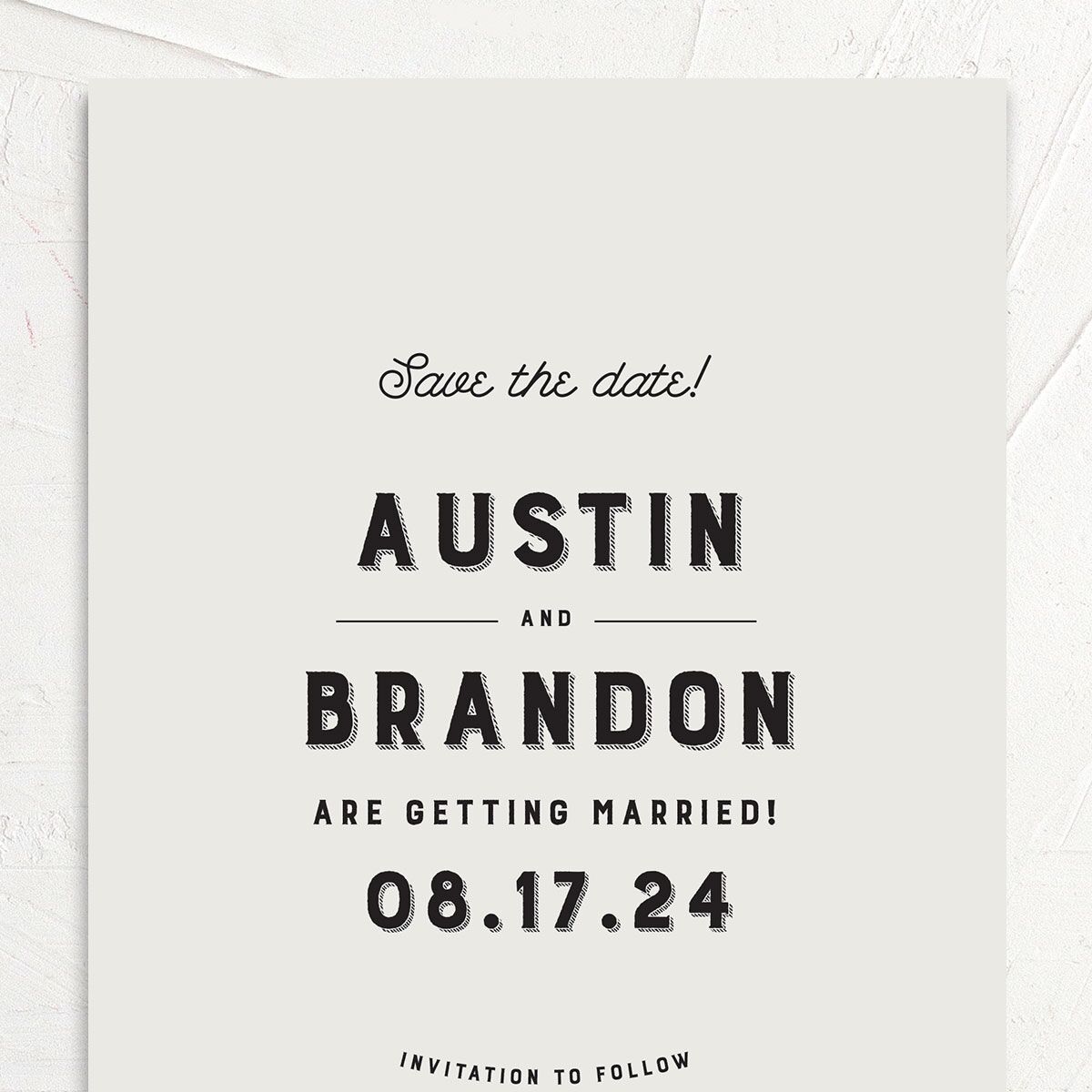Rustic Typography Save The Date Cards Champagne Signature smooth No