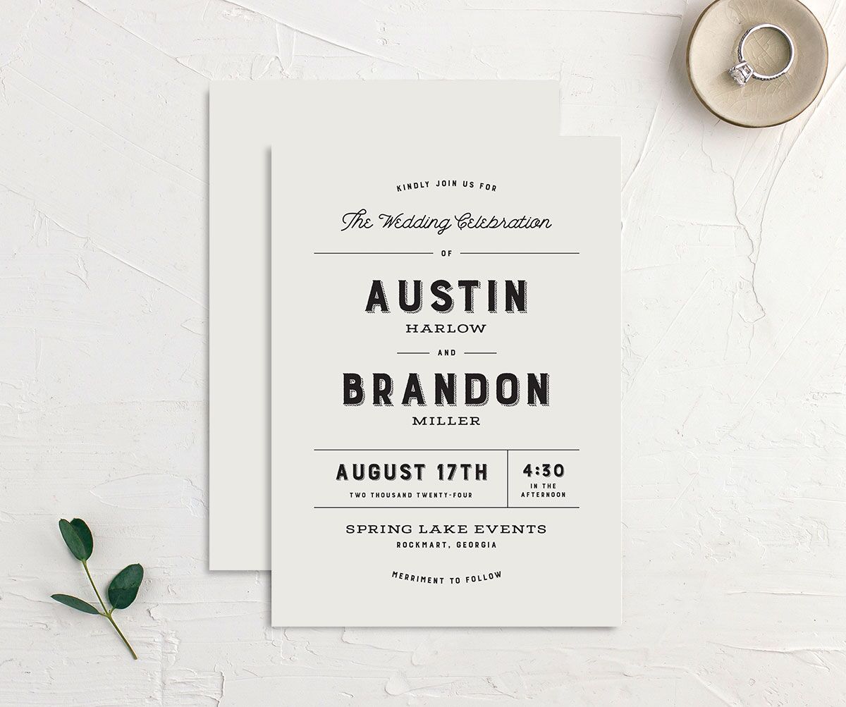 Rustic Typography Wedding Invitations Champagne Signature Blank No