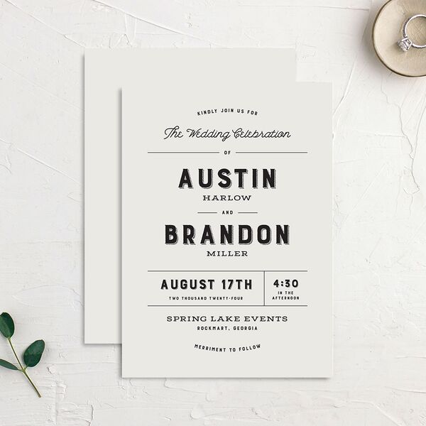 Rustic Typography Wedding Invitations Champagne Signature Blank No