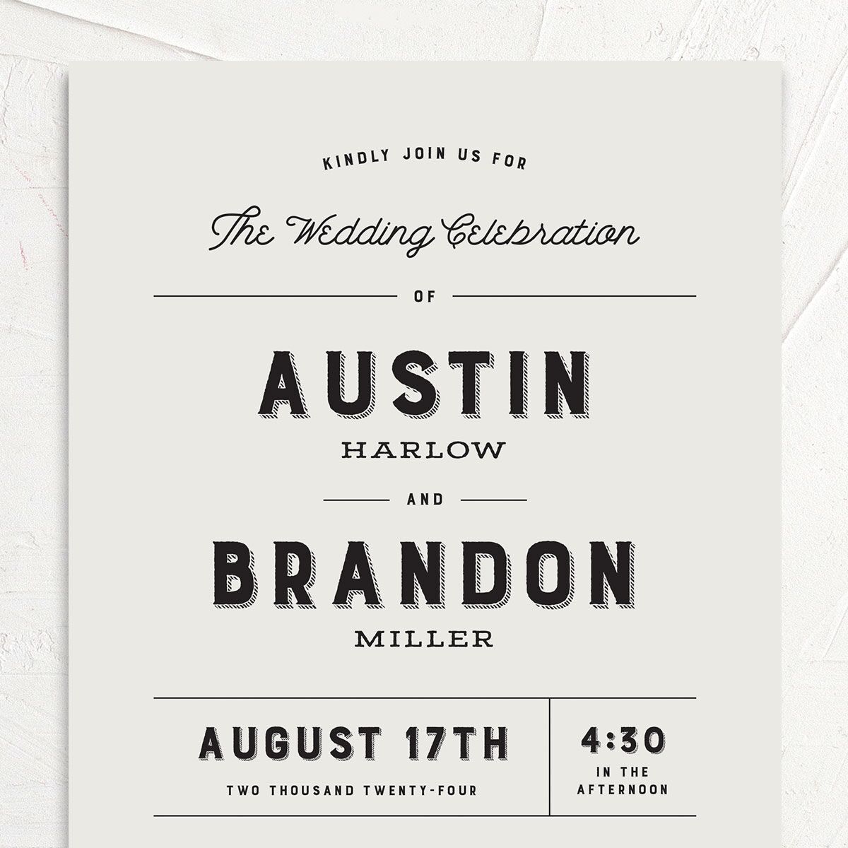 Rustic Typography Wedding Invitations Champagne Signature Blank No
