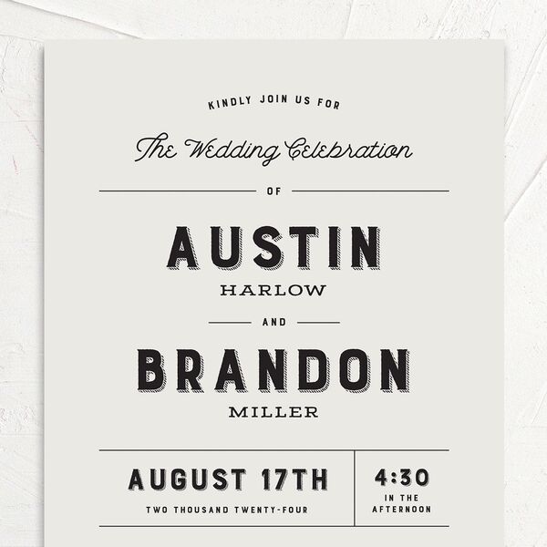 Rustic Typography Wedding Invitations Champagne Signature Blank No