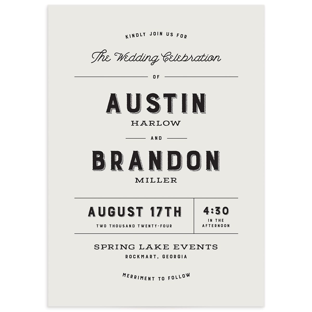 Rustic Typography Wedding Invitations