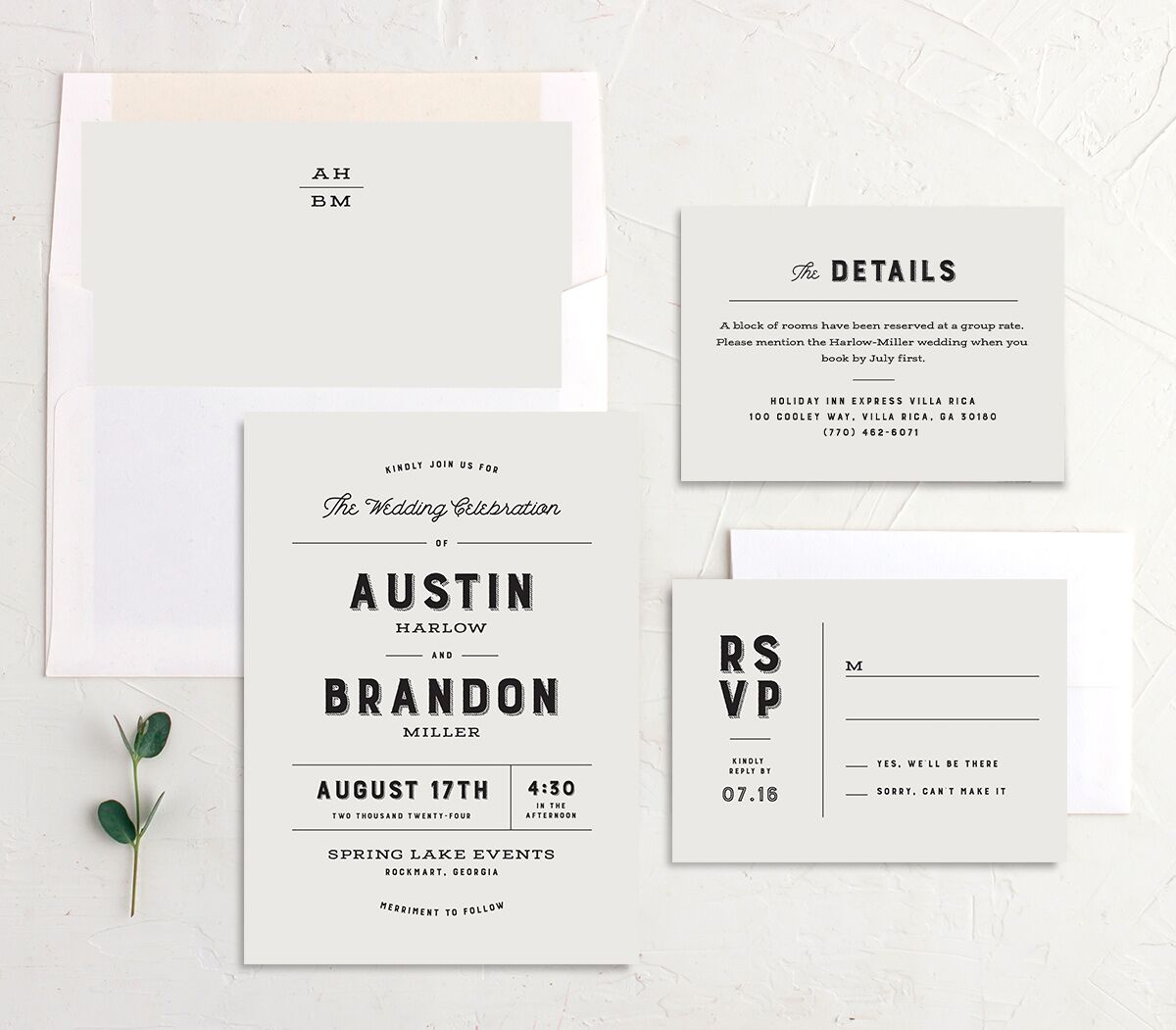 Rustic Typography Wedding Invitations Champagne Signature Blank No