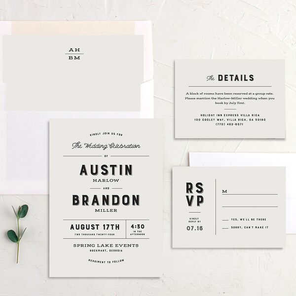 Rustic Typography Wedding Invitations Champagne Signature Blank No