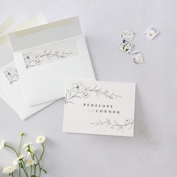 Graceful Botanical Thank You Cards Shadow Gray