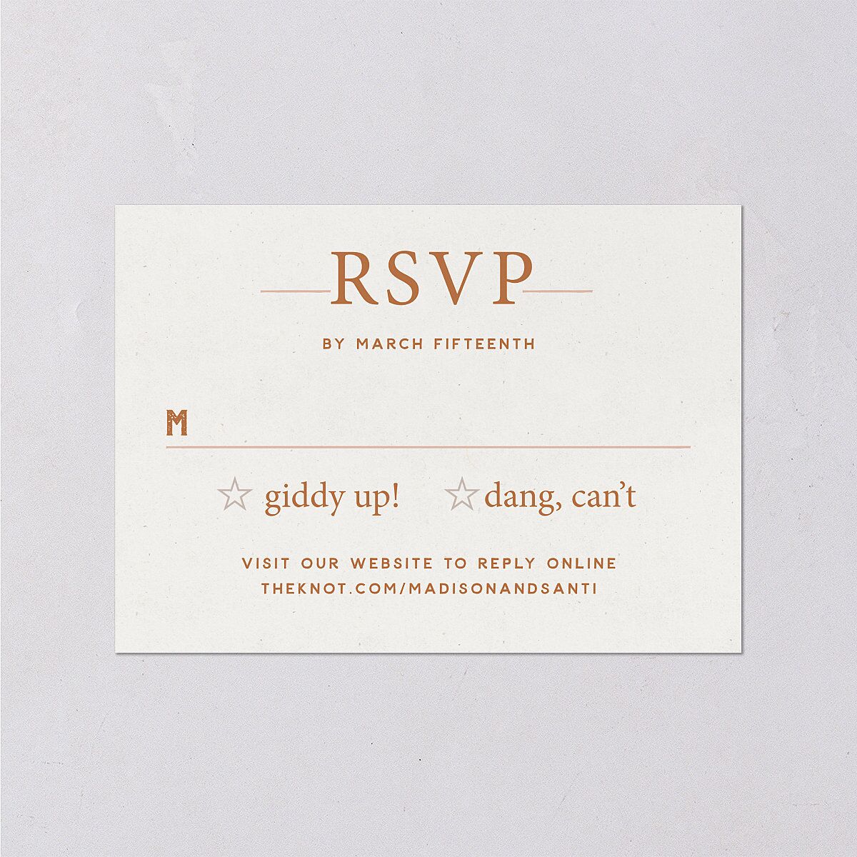 Hitched in Texas Wedding Response Cards — view 1