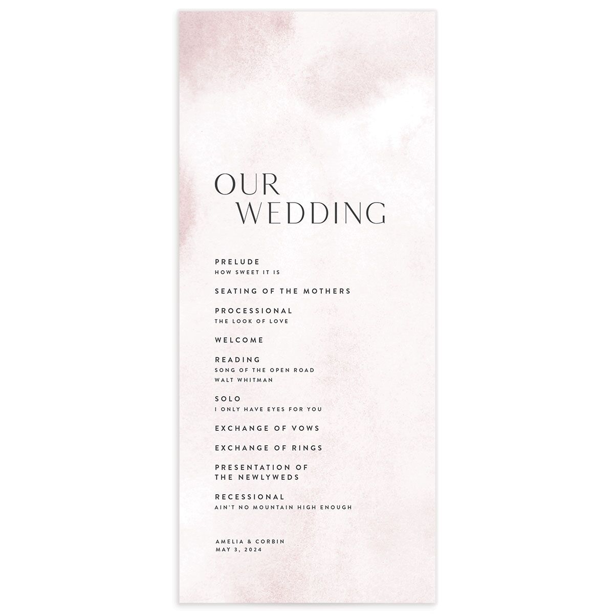 Elegant Ethereal Wedding Programs front