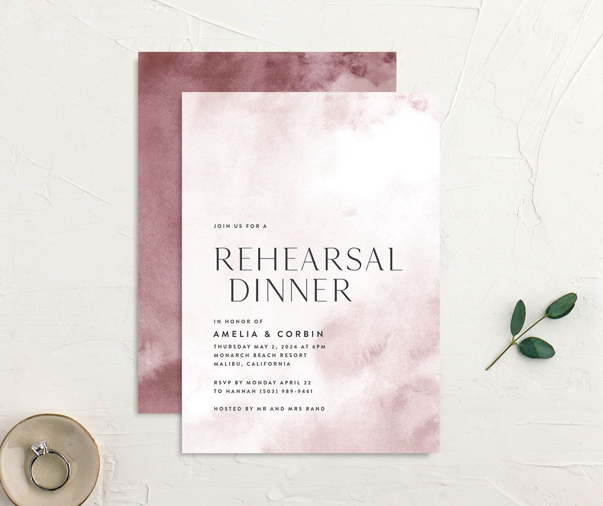 Elegant Ethereal Rehearsal Dinner Invitations front-and-back