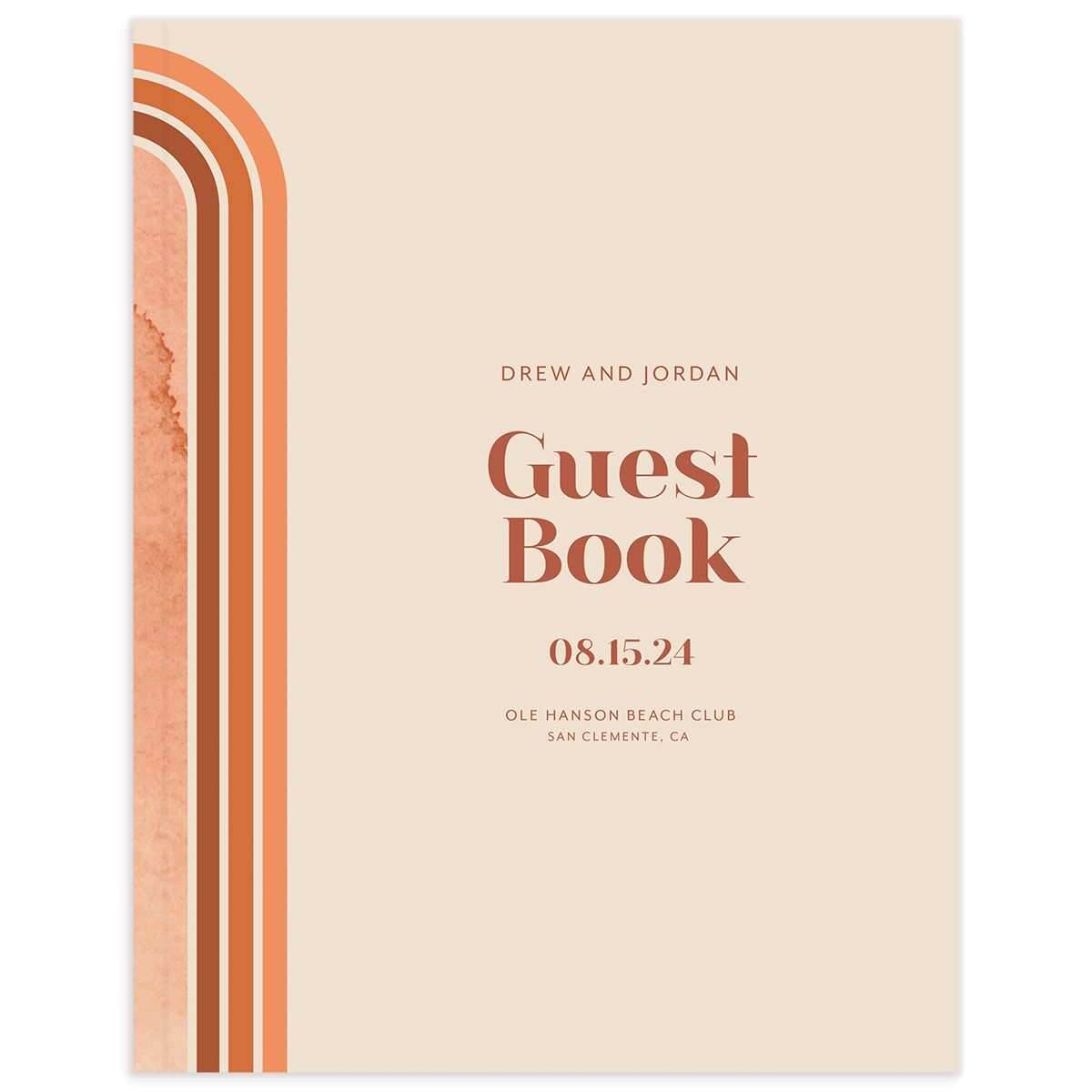 Retro Watercolor Wedding Guest Book