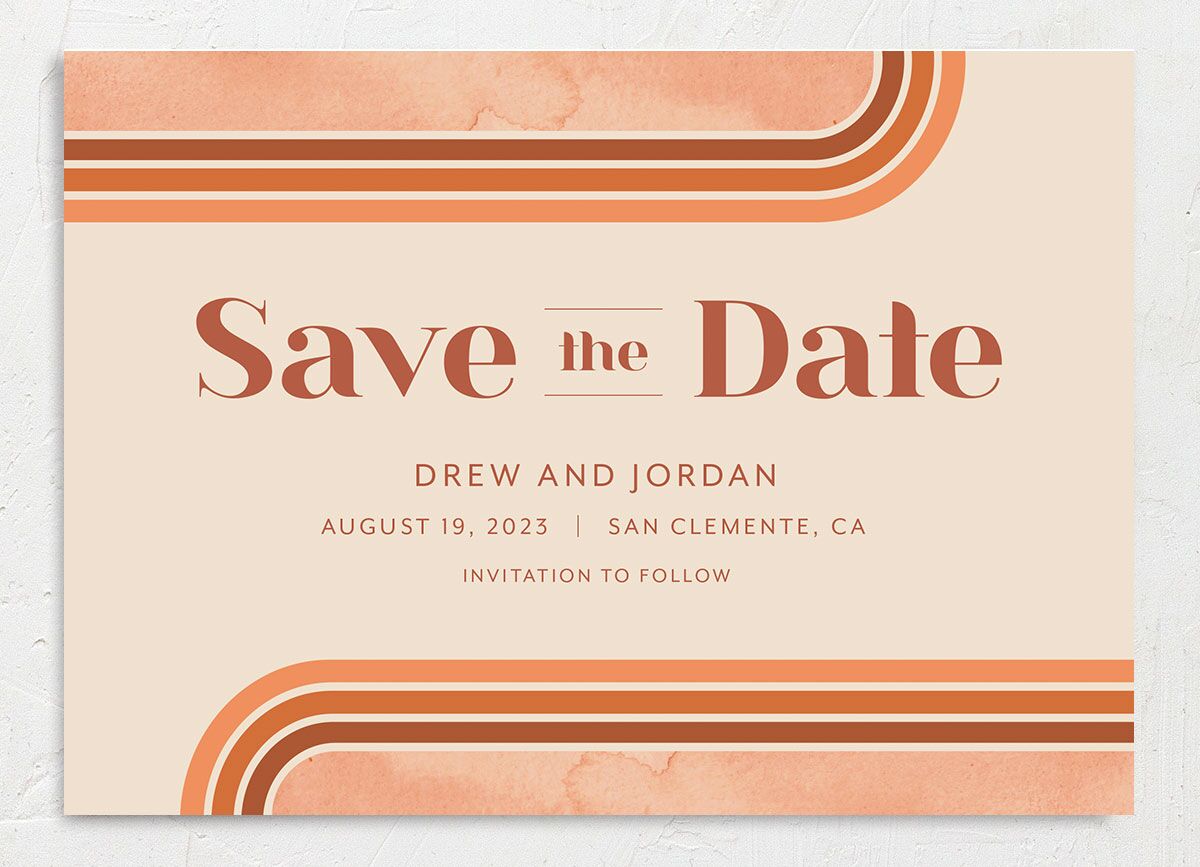Retro Watercolor Save The Date Cards front