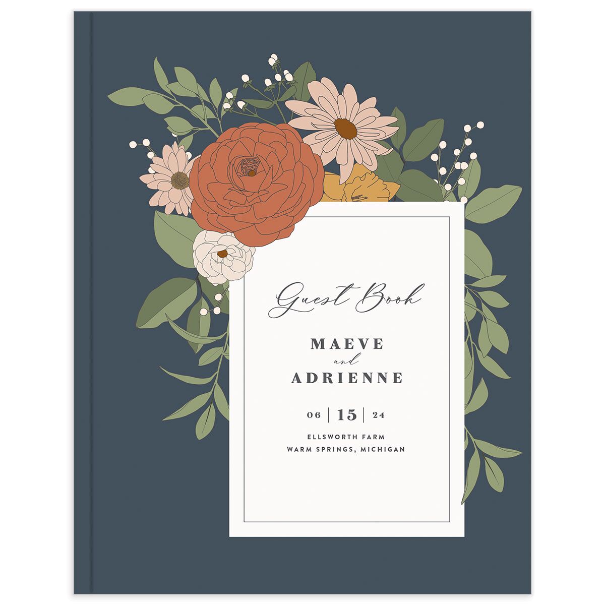 Retro Botanical Wedding Guest Book