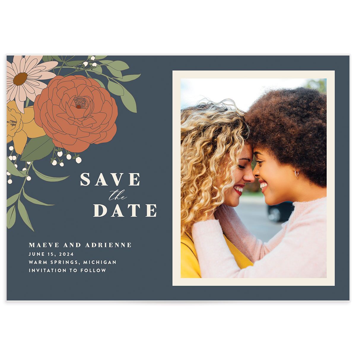 Retro Botanical Save The Date Cards