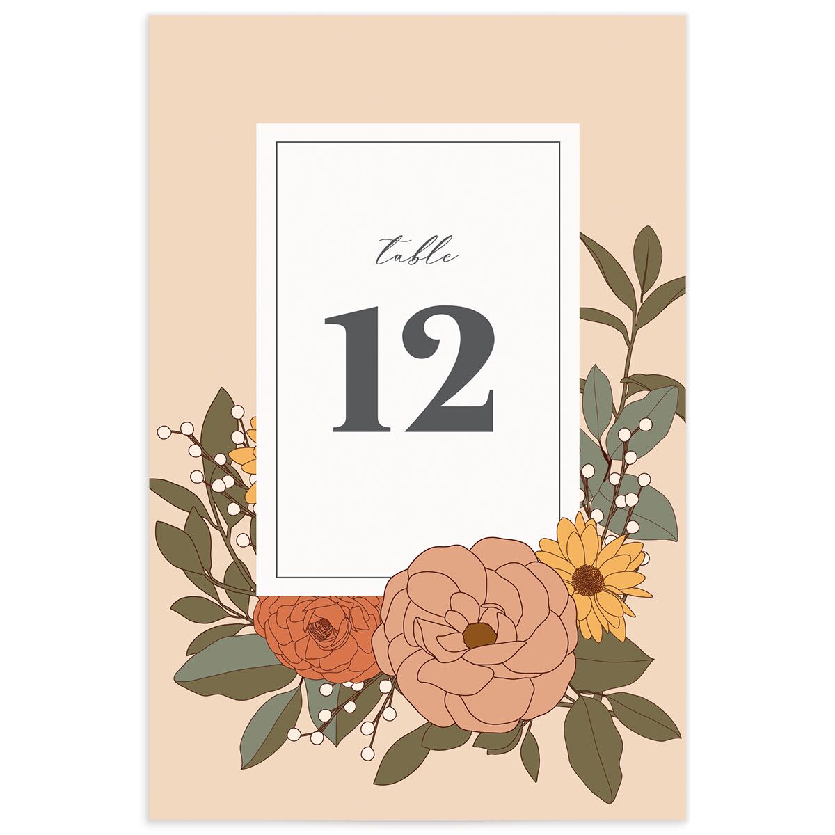 Retro Botanical Table Numbers Shy Pink Signature