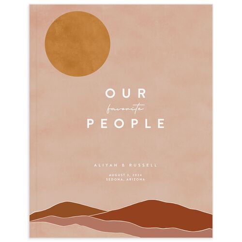 Abstract Hills Wedding Guest Book Vintage Pink