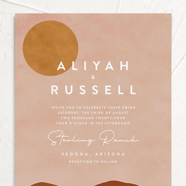 Abstract Hills Wedding Invitations Vintage Pink Signature No