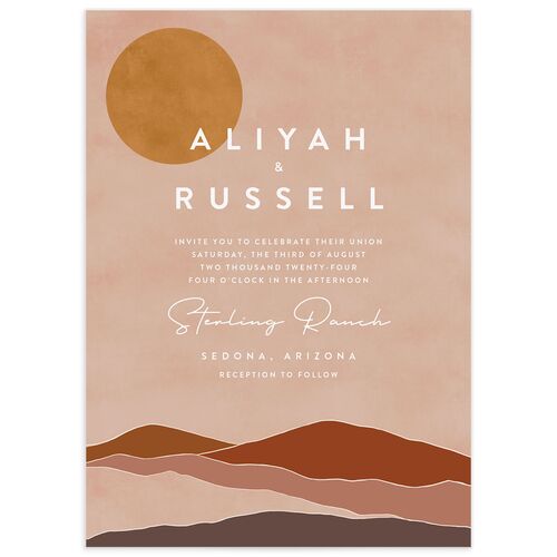 Abstract Hills Wedding Invitations - Pink