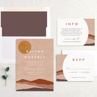 Abstract Hills Wedding Invitations Vintage Pink Signature No