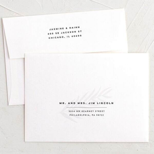 Modern Palm Thank You Card Envelopes White Standard Moody Blue Both Recipient and Return Addresses Signature
