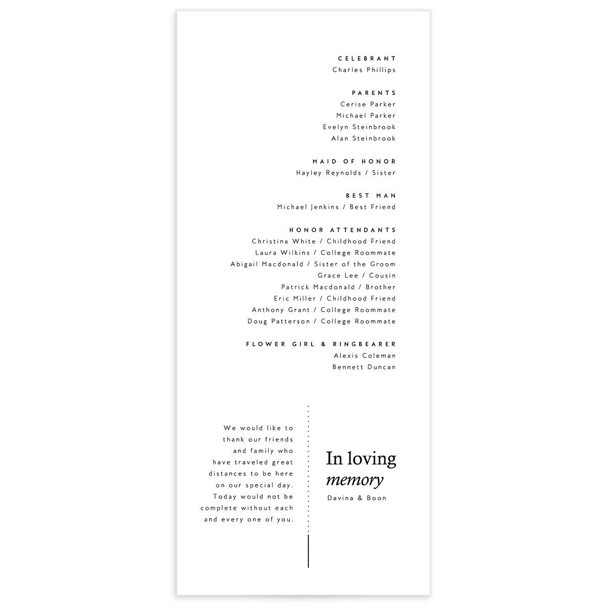 Simply Together Wedding Programs back