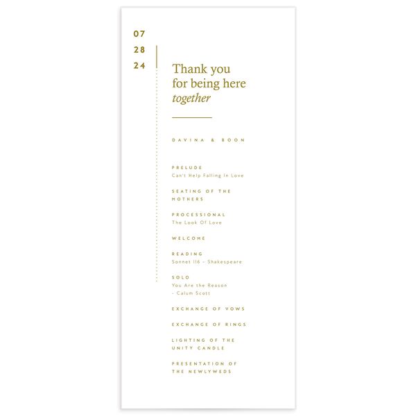 Simply Together Wedding Programs front