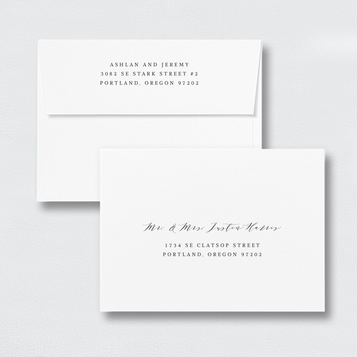 Simply Elegant Save the Date Petite Card Envelopes White Standard Champagne Both Recipient and Return Addresses