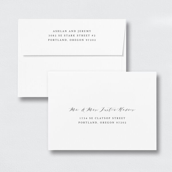 Simply Elegant Save the Date Petite Card Envelopes White Standard Champagne Both Recipient and Return Addresses