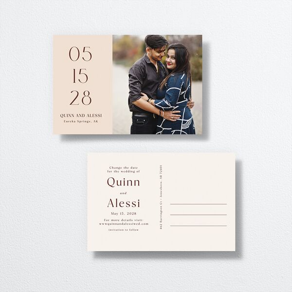 Sunlit Vows Change the Date Postcards front-and-back