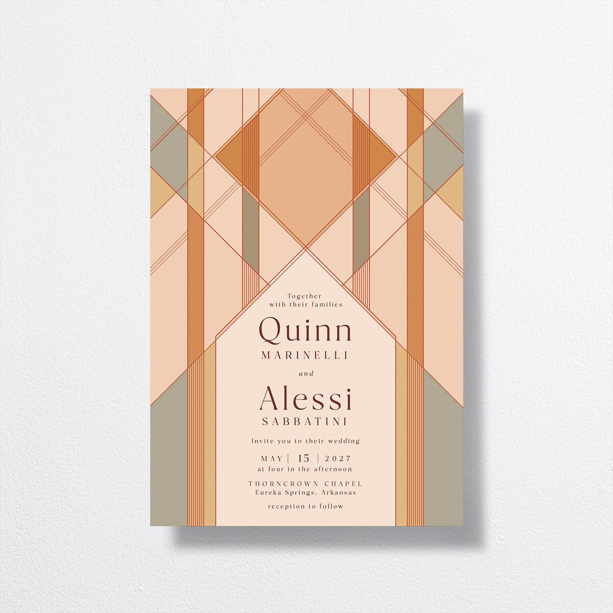 Sunlit Vows Wedding Invitations front in orange