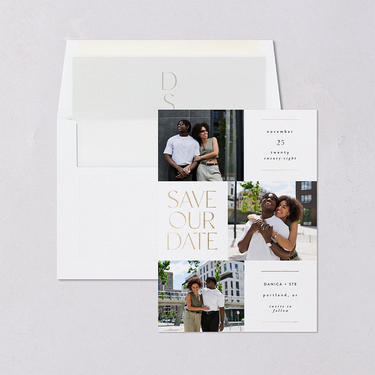 Windows Save The Date Cards Gold Pure White Signature smooth Blank No Standard