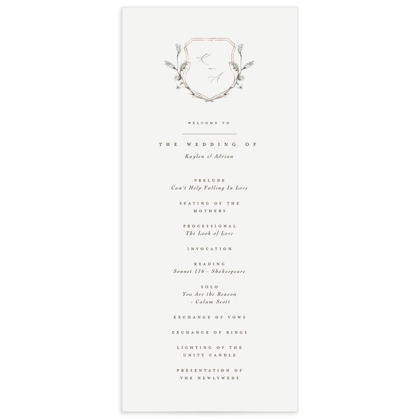 Classic Palette Wedding Programs front in Pink