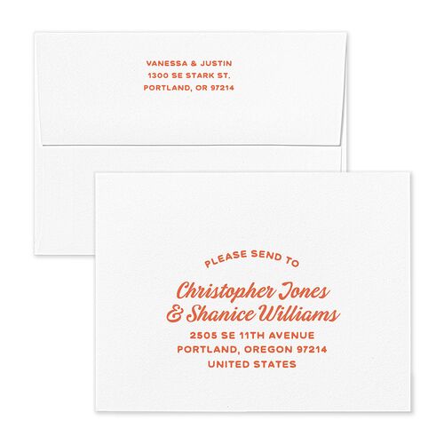 Illustrated Retro Coastal Beach Save the Date Petite Card Envelopes Rose Salmon Return Address Signature Standard