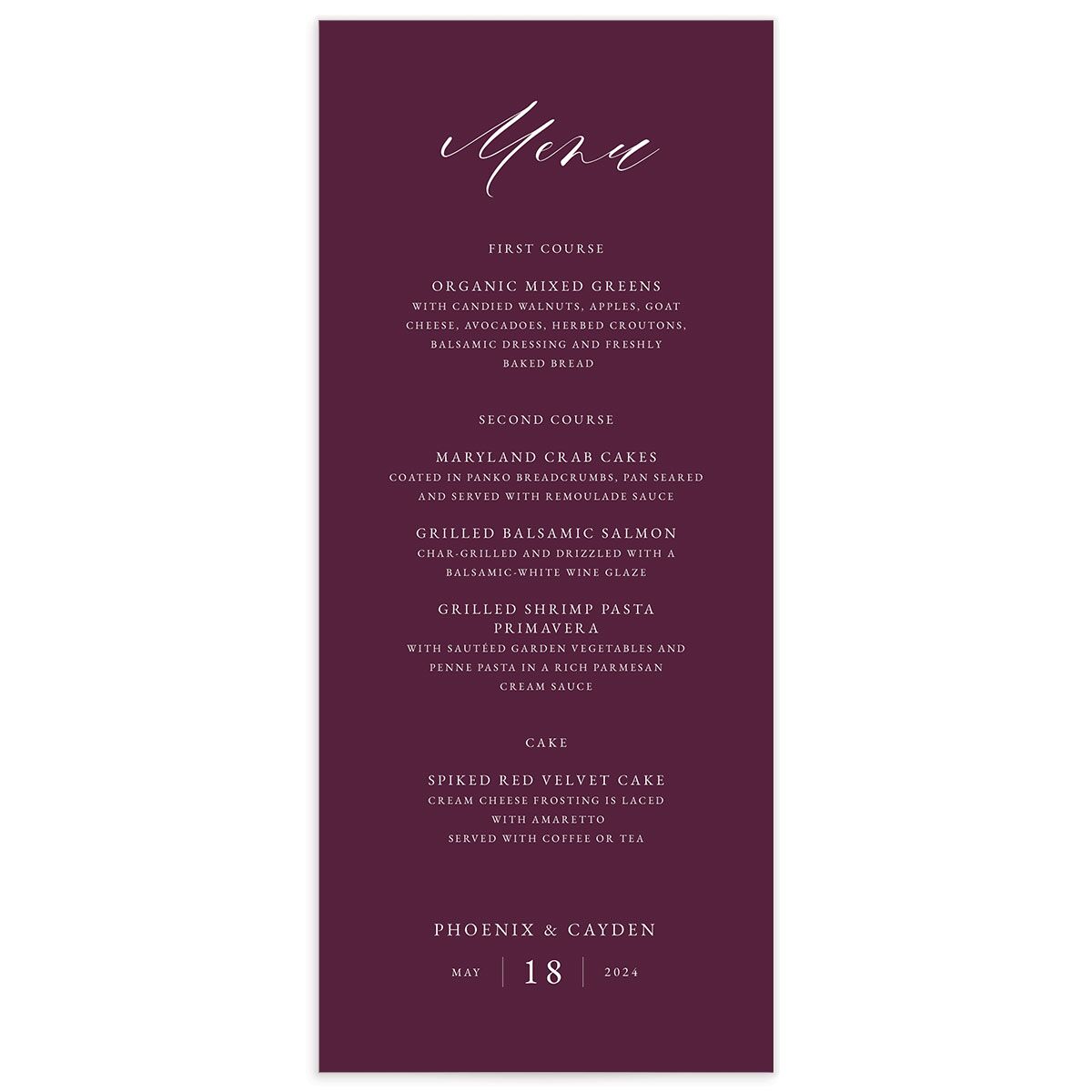 Floral Cloud Menus