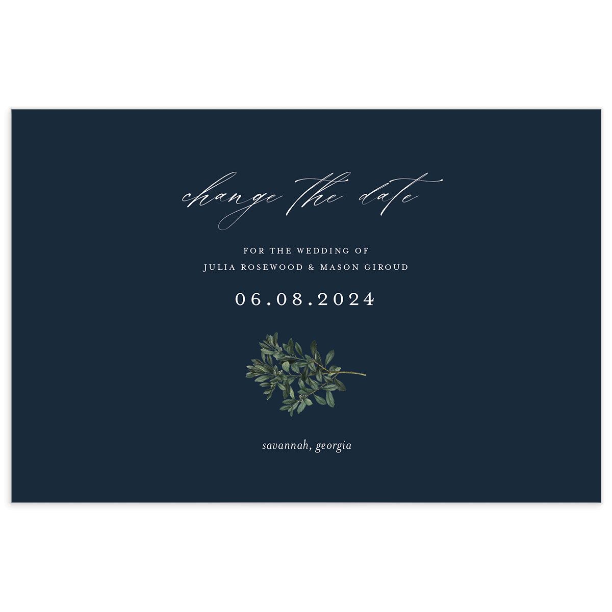 Formal Greenery Change the Date Postcards