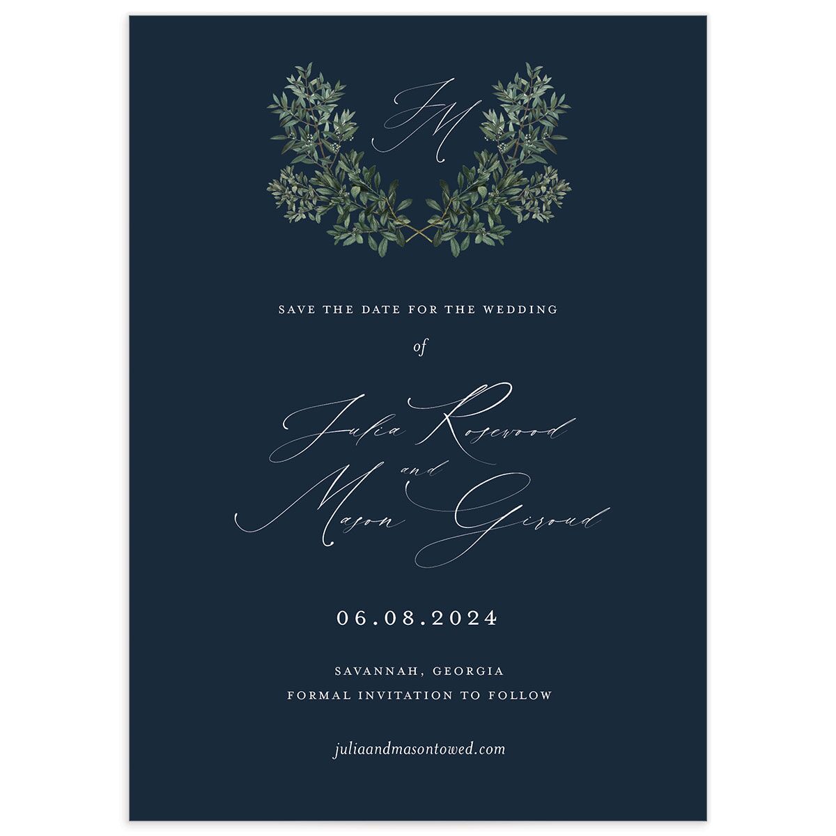 Formal Greenery Save The Date Cards