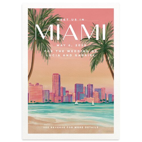 Meet Us In Miami Wedding Invitations Soft Peach Signature Blank No Standard