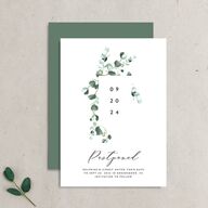 Modern Eucalyptus Change the Date Cards Pure White Signature