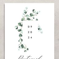 Modern Eucalyptus Change the Date Cards Pure White Signature