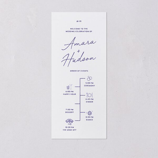 Hand Drawn Wavy Border Wedding Programs Sapphire Signature