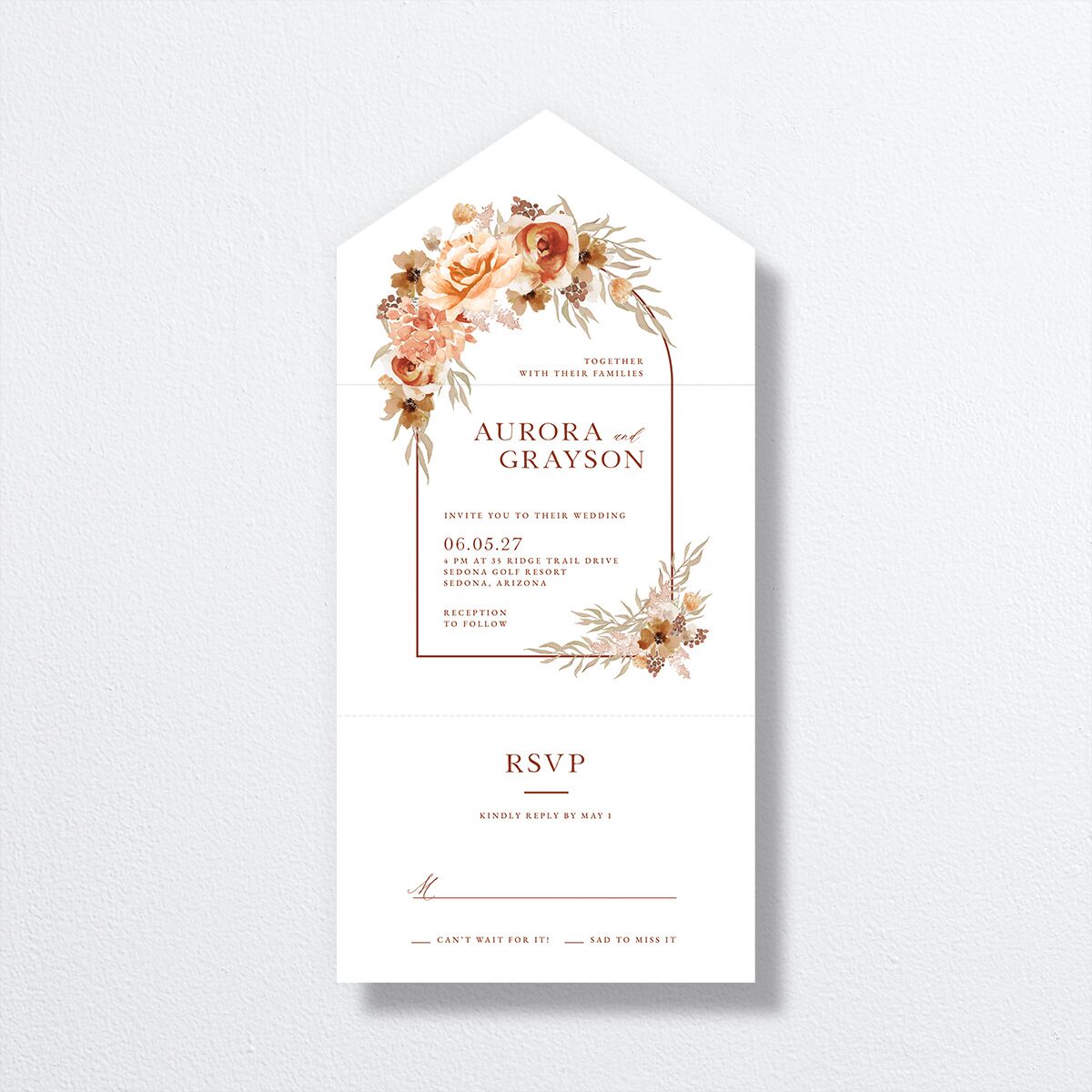 Bohemian Arch All-in-One Wedding Invitations — view 1