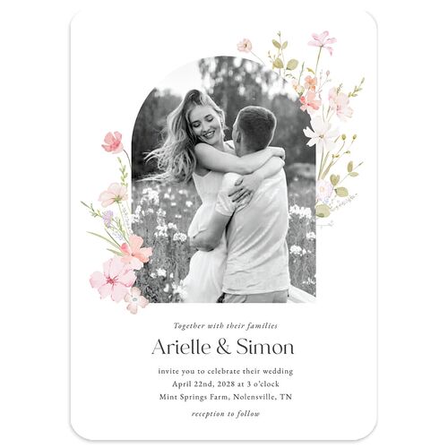 Wildflower Photo Wedding Invitations Peony Signature Blank No Rounded