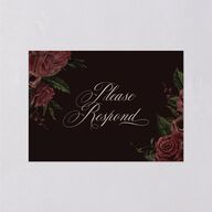 Dark Gothic Roses Wedding Response Cards Burgundy Signature Standard